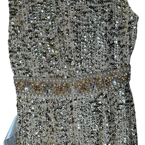 Mac Duggal Gold Embellished Sleeveless High Neck Midi Dress 2 - Picture 7 of 12